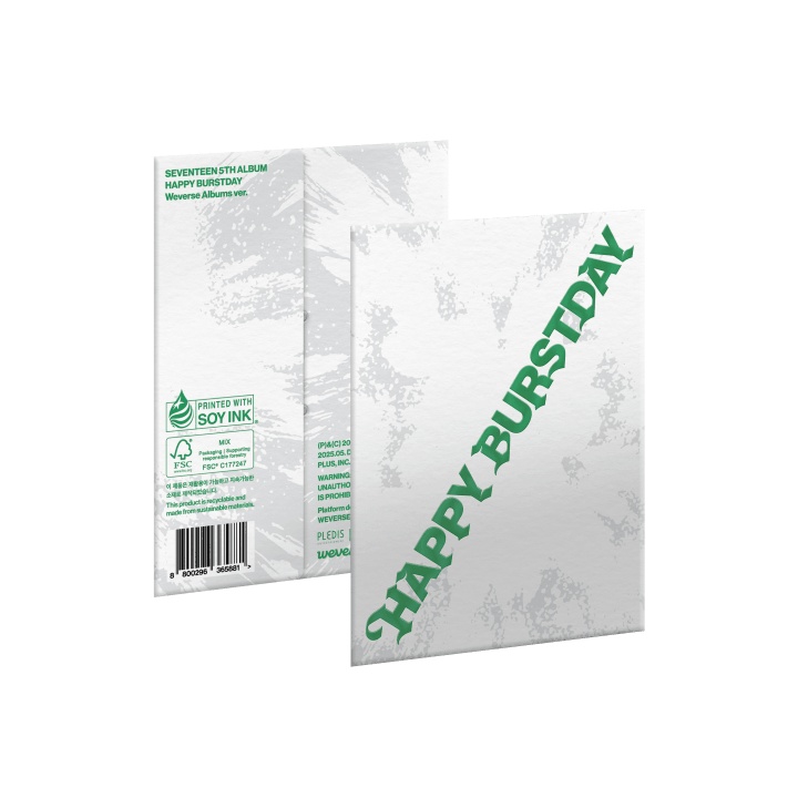 SEVENTEEN 5th Album ‘HAPPY BURSTDAY’ Weverse Albums Version, front and back cover, official K-pop merchandise.