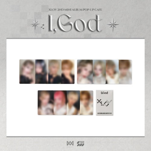 XLOV I God random trading card official Kpop merchandise blurred preview of collectible photocards Idol Fusion