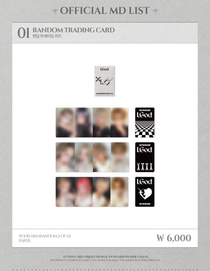 XLOV I God random trading cards front and back design preview blurred official Kpop collectible merchandise