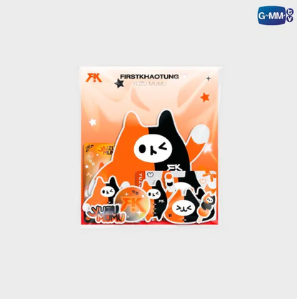 Front view of the Yuzu Mumu Sticker Set from GMMTV, showing sealed packaging with cute Yuzu Mumu artwork and 10‑design sticker set label.