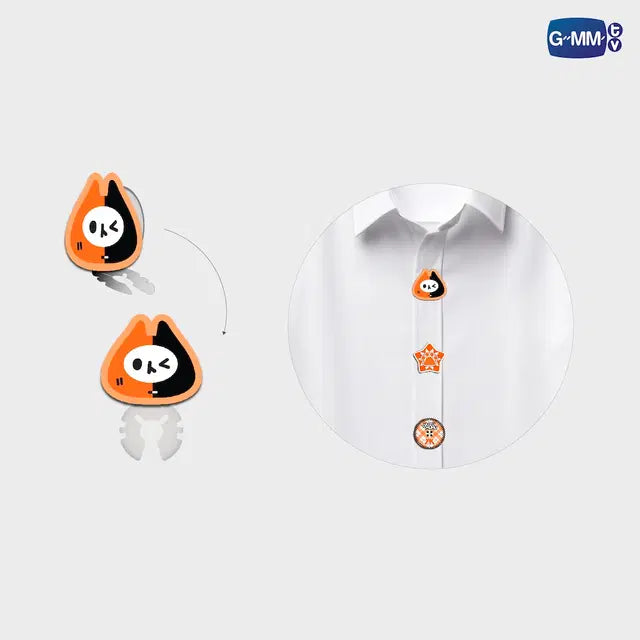 Yuzu Mumu button cover set attached to shirt buttons official GMMTV character accessory styling example
