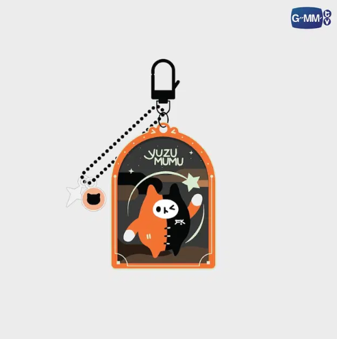 Front view of YUZU MUMU glow-in-the-dark acrylic keychain by GMMTV Official, showing character design in bright detailed colours