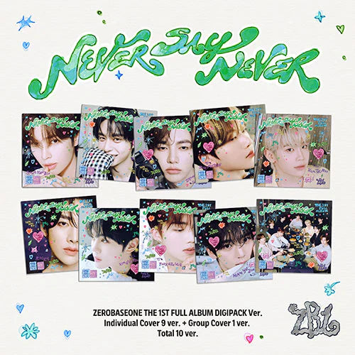 Front cover of ZEROBASEONE 1st Full Album [NEVER SAY NEVER] DIGIPACK version.