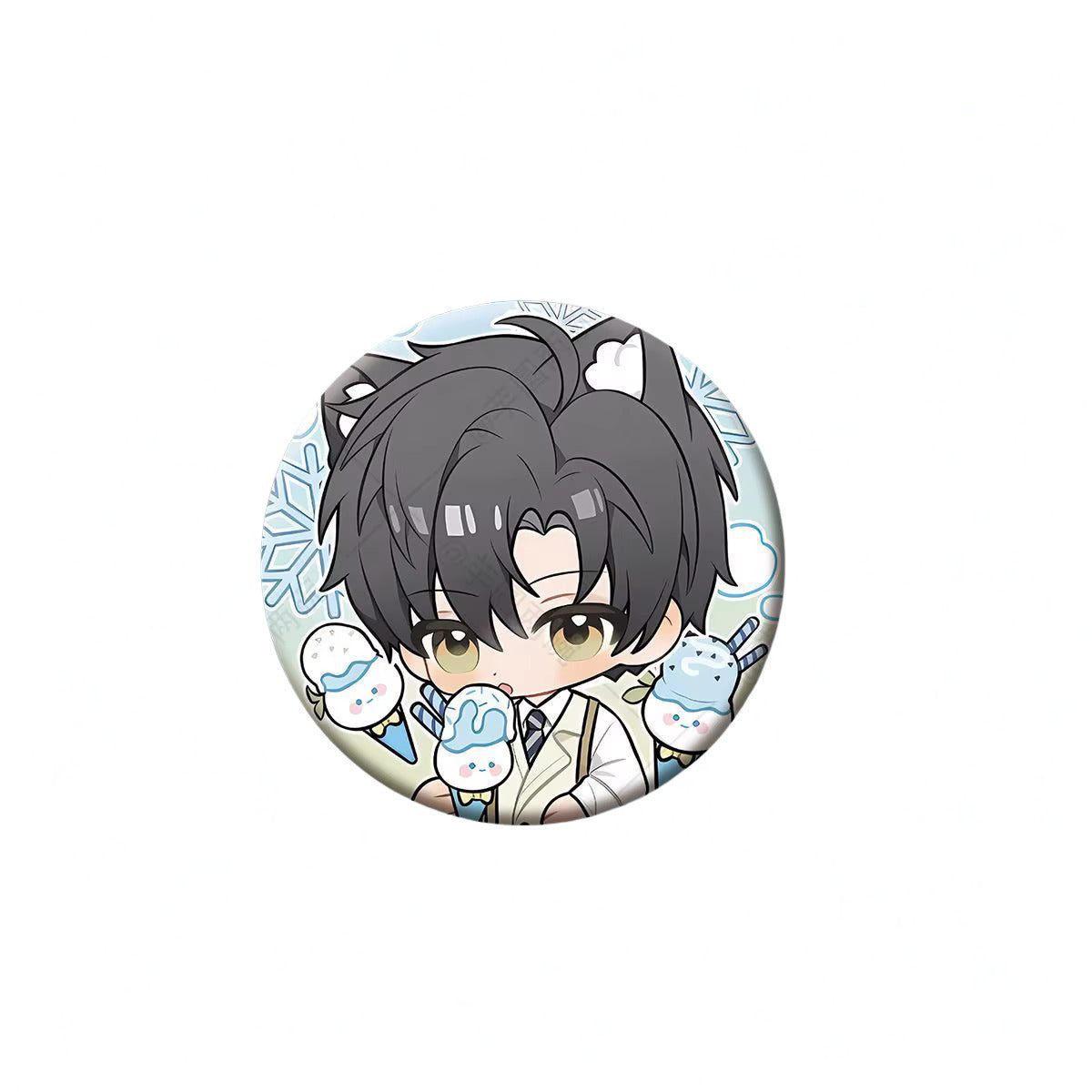 Zayne Love and Deepspace inspired character badge glossy alloy pin fan collectible Zayne artwork design preview