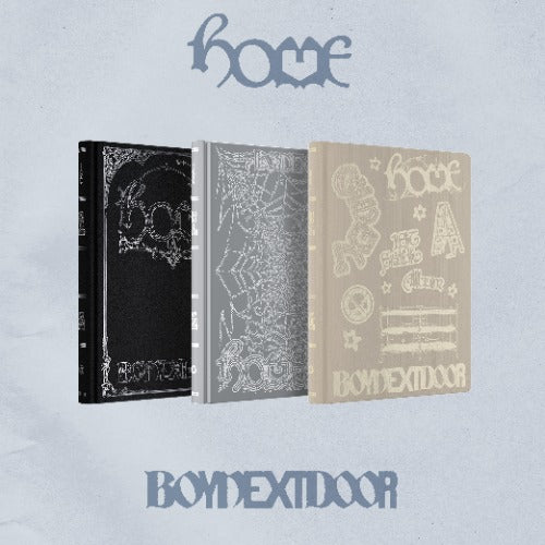 BOYNEXTDOOR HOME 1st studio album official K pop physical album preview showing Navigator Weaver and Bunker versions 