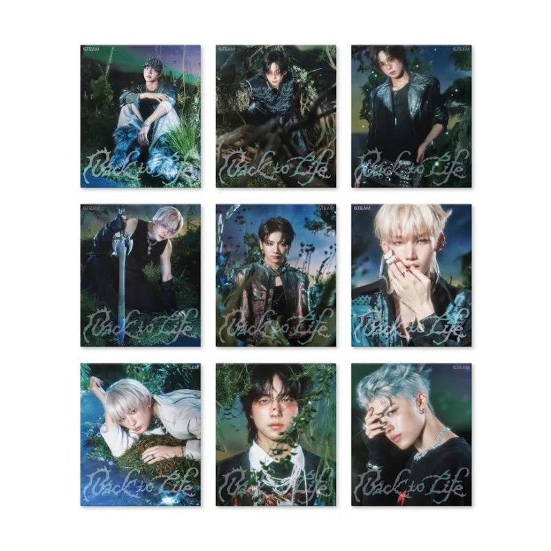 All 9 member version covers of &TEAM’s Back to Life – ROAR ver., each featuring a unique member design and concept styling.