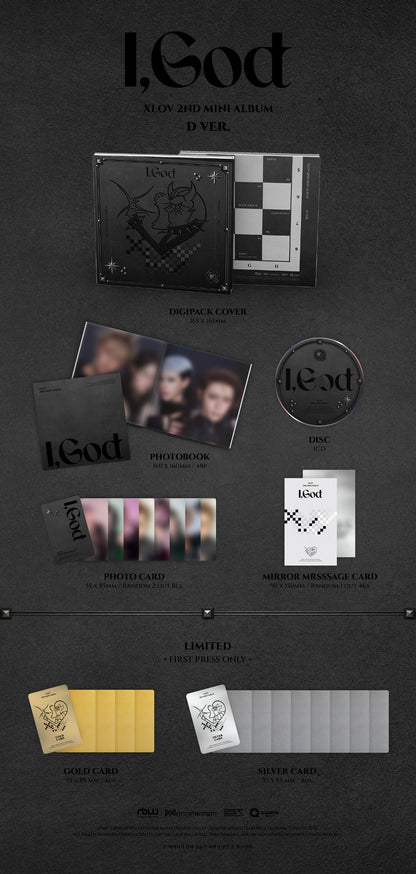 XLOV I God D version album inclusions preview official K pop album photobook CD photocards and mirror message card