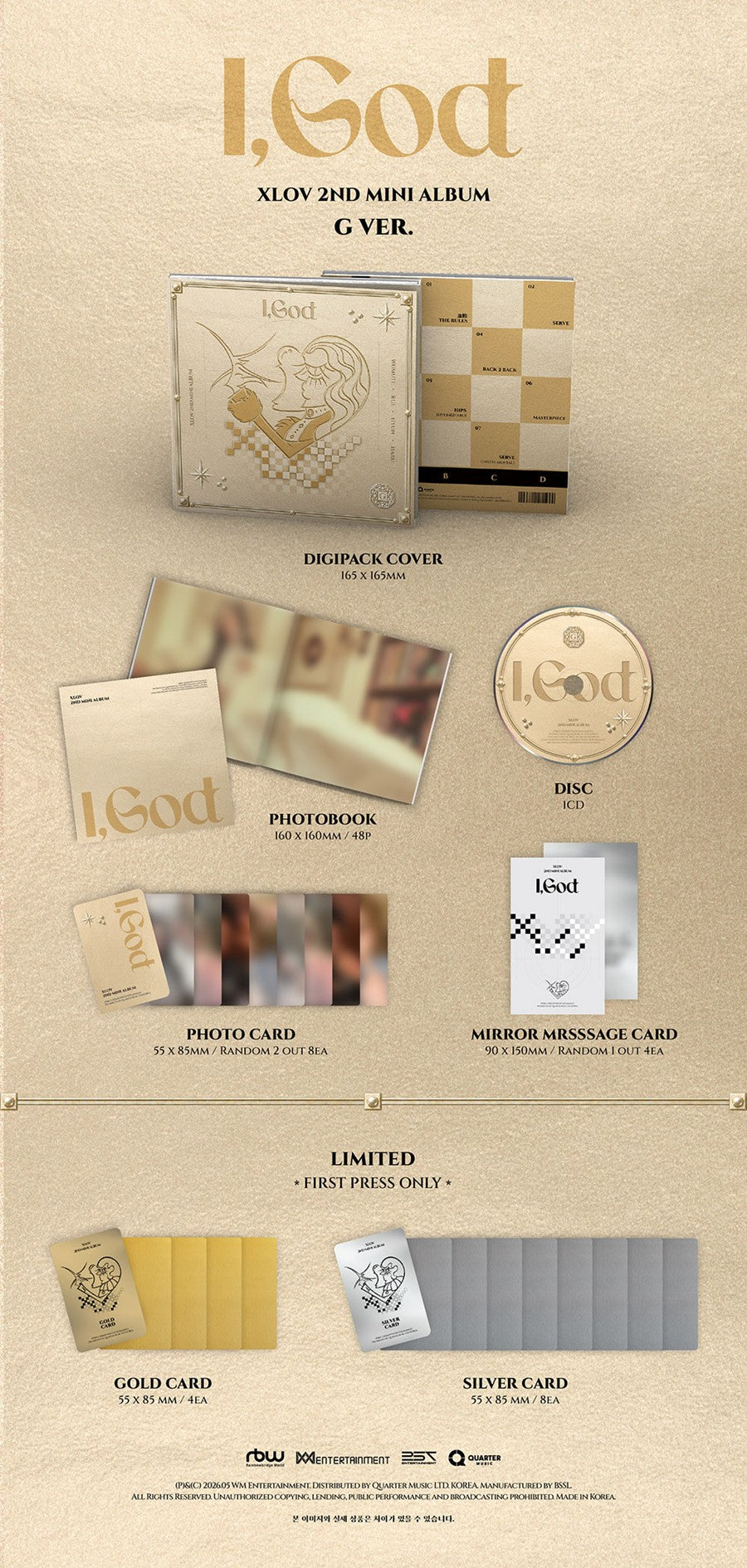 PRE ORDER XLOV 2nd Mini Album I, God Digipack Ver. Official K Pop