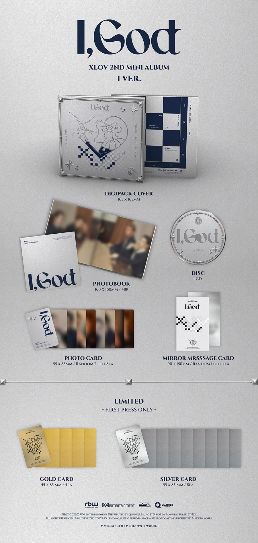 PRE ORDER XLOV 2nd Mini Album I, God Digipack Ver. Official K Pop
