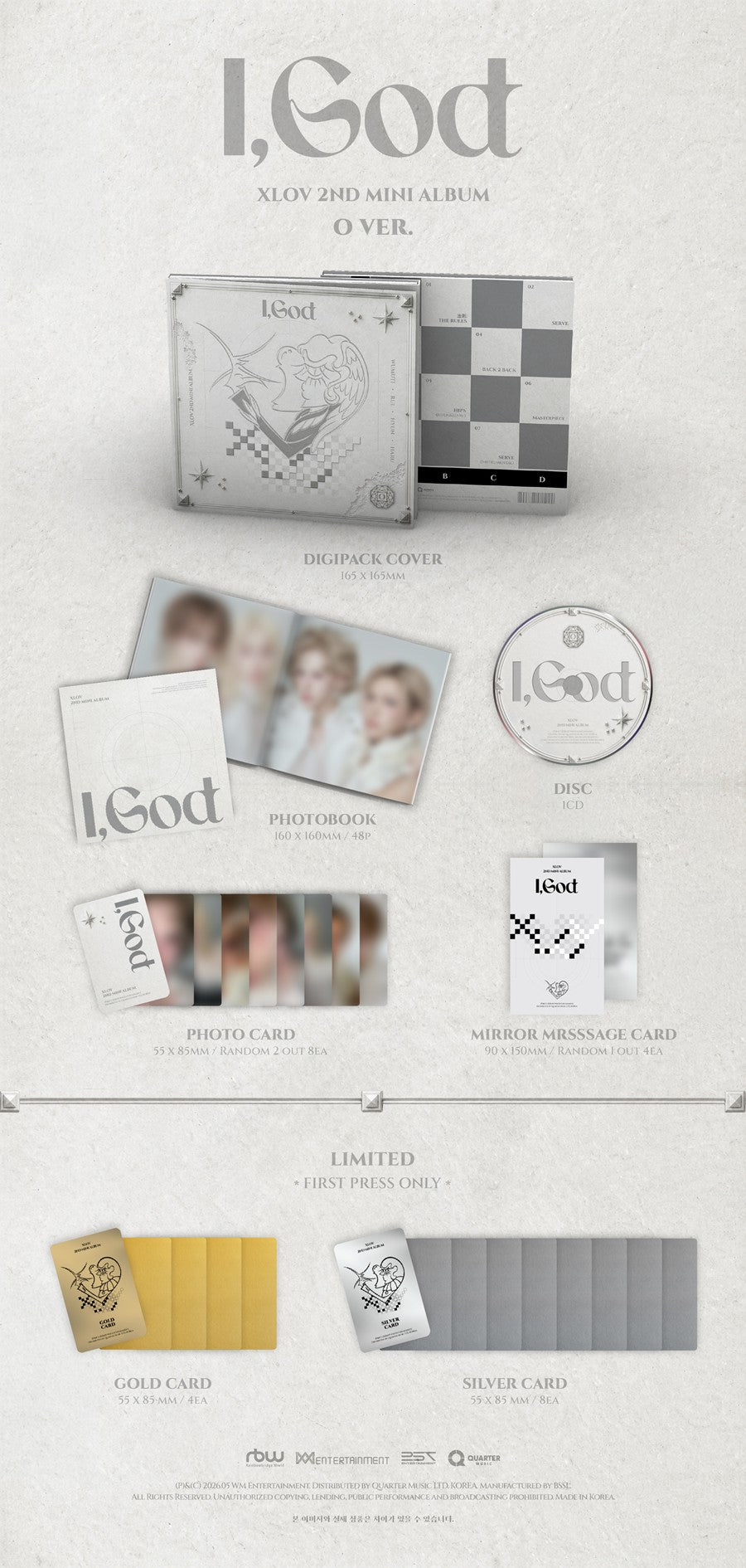 PRE ORDER XLOV 2nd Mini Album I, God Digipack Ver. Official K Pop